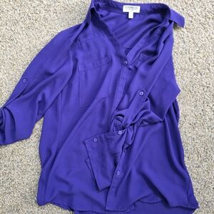 Express Women's Vibrant Purple Button Down Shirt